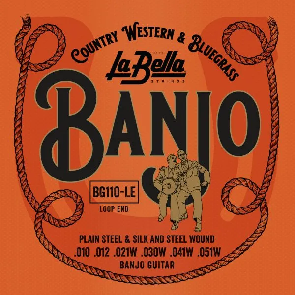 La Bella Banjo Guitar Silk & Steel Loop End Strings