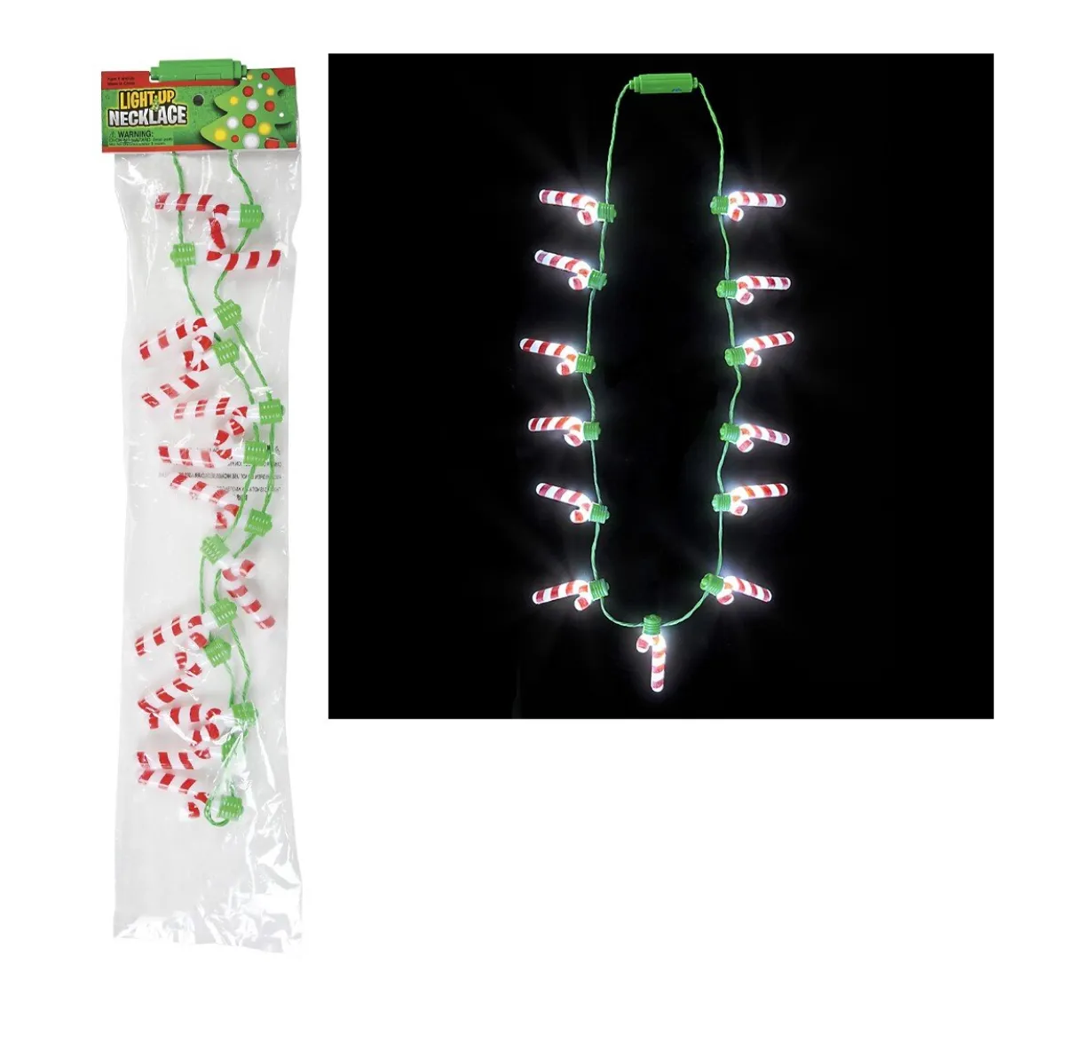 Light Up Candy Cane Necklace