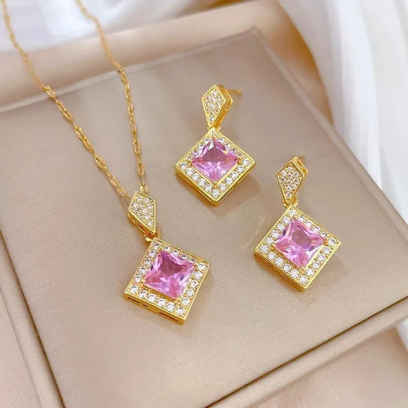 LovelyRLovely Diamond Necklace And Earrings Suite