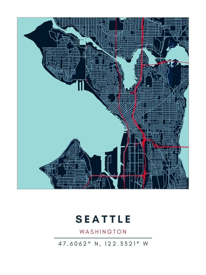 Map Wall Art - Seattle