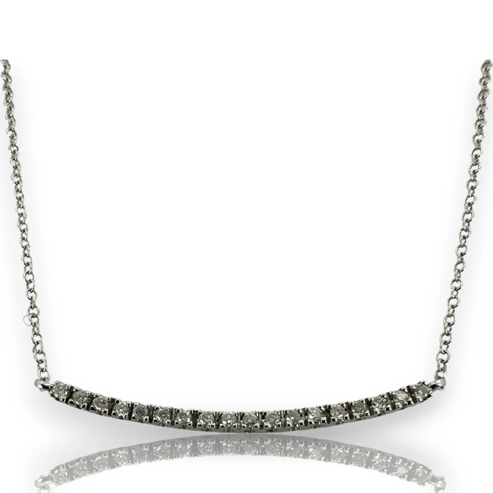 Meira T Diamond Encrusted Bar Necklace 14KT 585 White Gold