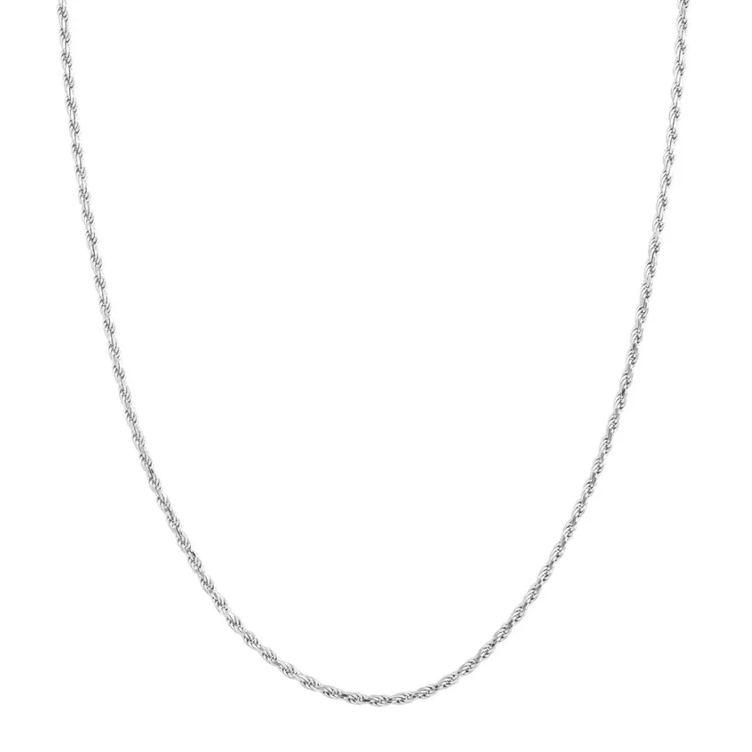 Men's Sterling Silver Rope Chain Necklace, 18 Inches