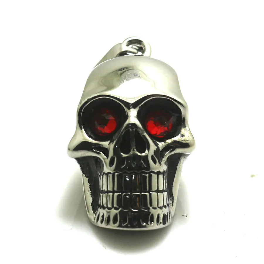 Metal Cracked Skull Red Eye Necklace Pendant Stainless Steel