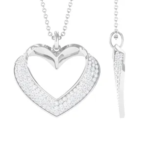 Moissanite Open Heart Bridal Pendant Necklace