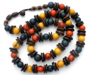 Multi Color Agate Gemstone Bead Necklace 21"