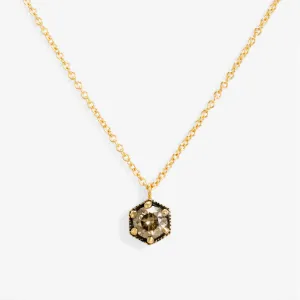 N9905BR | 4.5mm Brown Diamond Hexagon Necklace