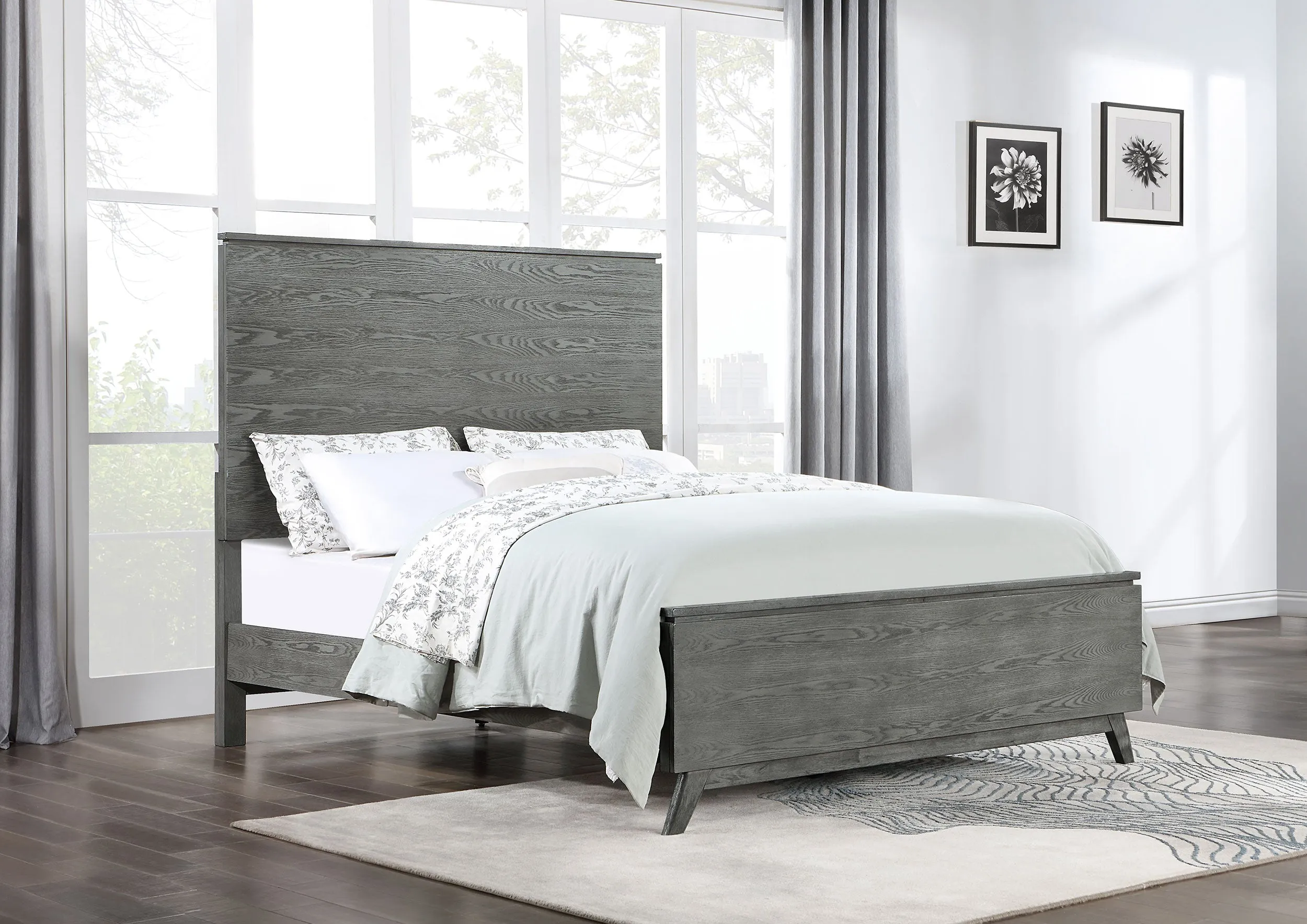 Nathan High Headboard Panel Bed Grey