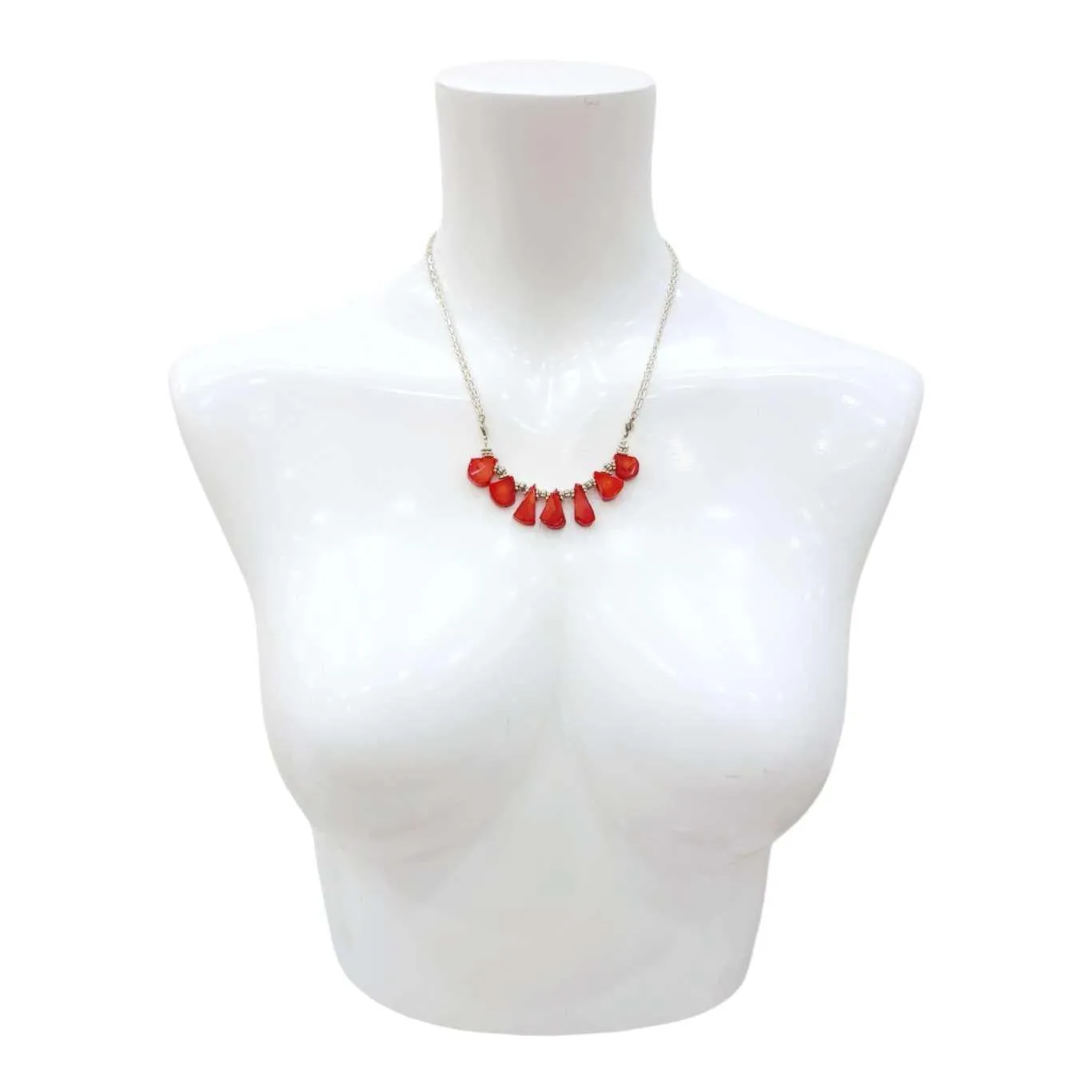 Necklace - Red Coral Abstract Shapes by Tiny Aloha