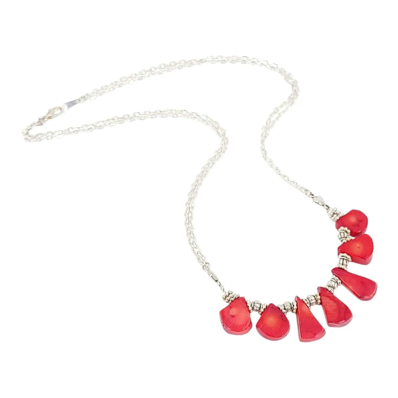 Necklace - Red Coral Abstract Shapes by Tiny Aloha