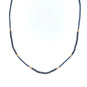 NEW! Gray Seed and Black Spinel with Gold Vermeil Beaded Necklace by Debbie Fisher