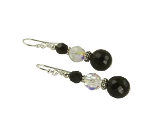 Onyx Gemstone Crystal Beaded Earrings