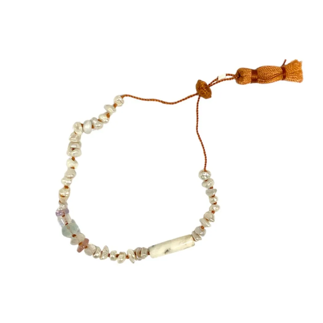 Pearl & White Agate Bracelet