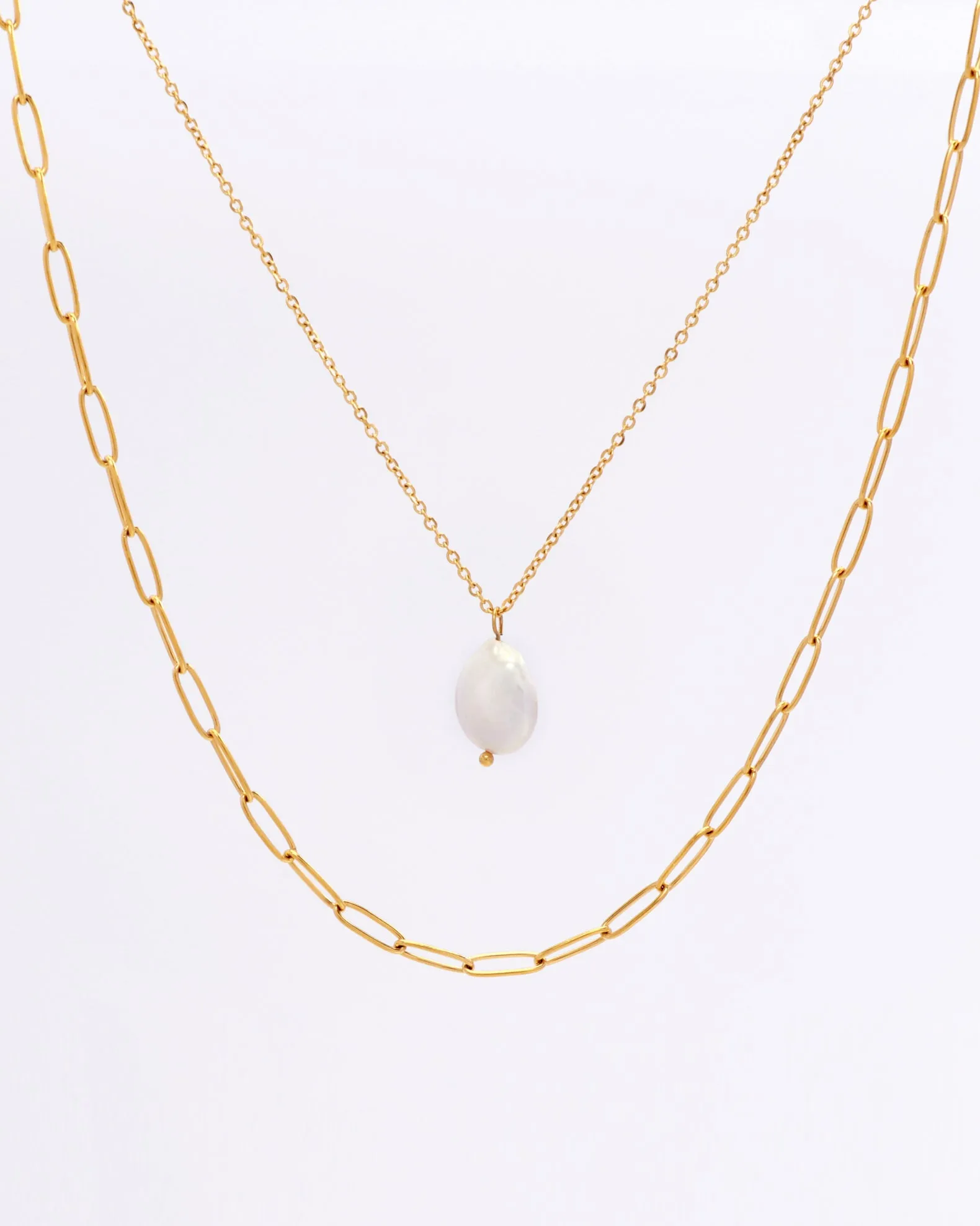 Perrie Pearl Gold Layered Chain Necklace