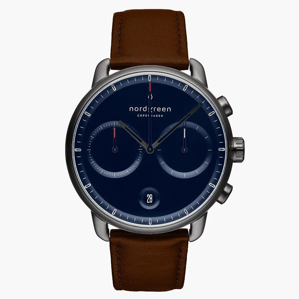 Pioneer | Navy Dial - Dark Brown Leather