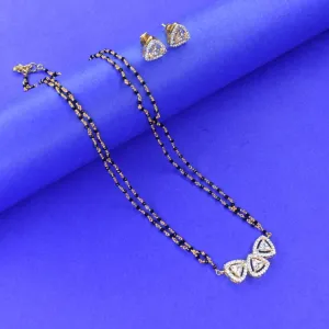 "Black Beauty: Elevate Your Style with an American Diamond Mangalsutra Chain"