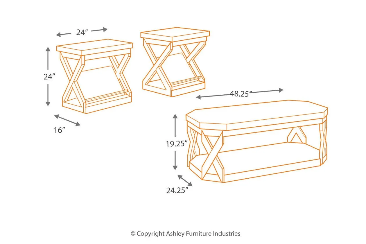 Radilyn Grayish Brown Table (Set of 3)