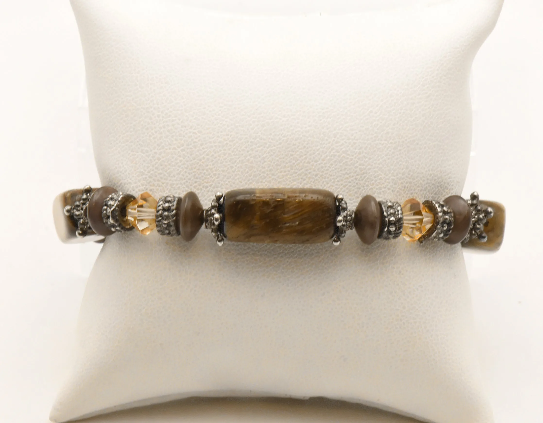 Rectangular Tiger's Eye Bead Elastic Bracelet