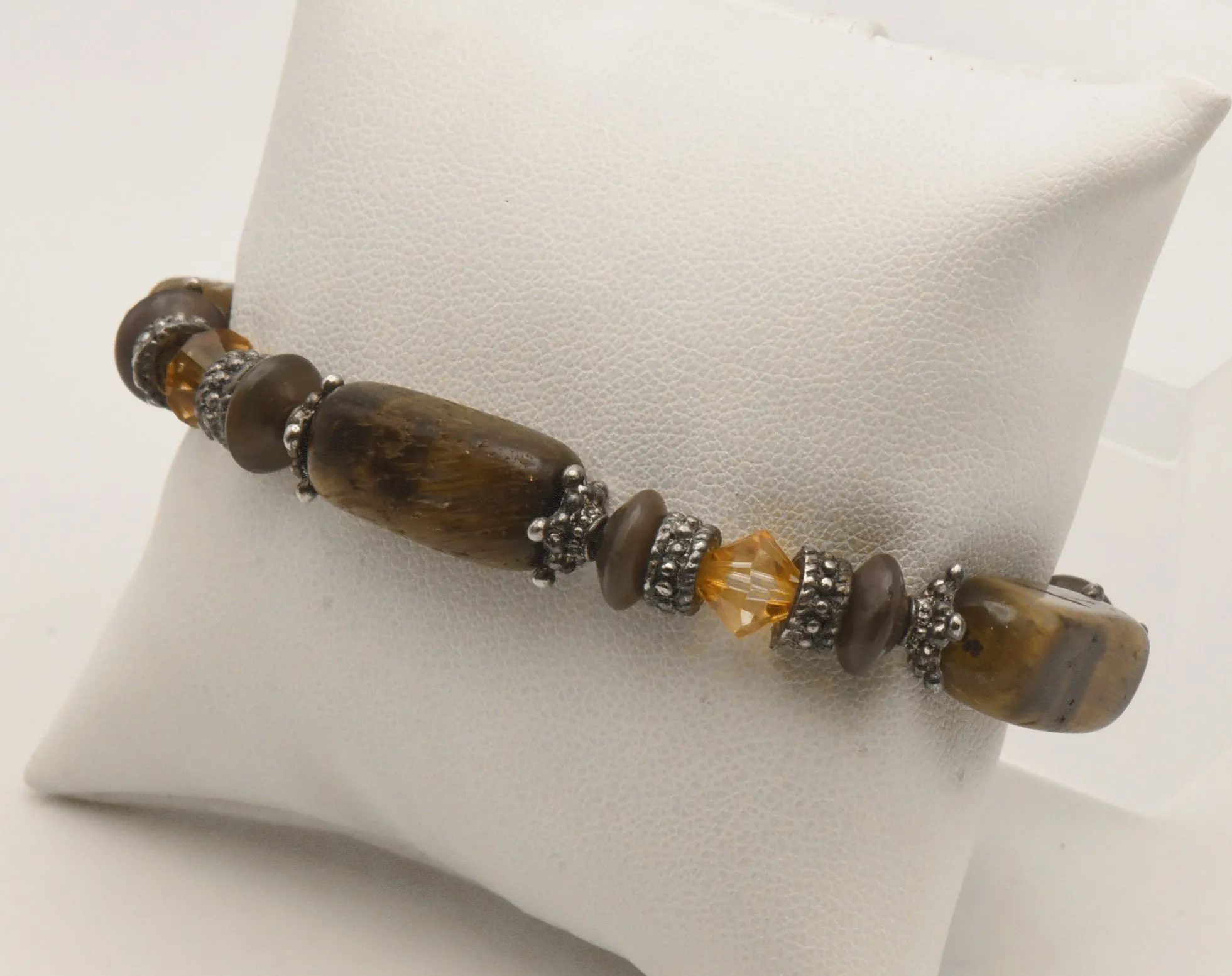 Rectangular Tiger's Eye Bead Elastic Bracelet