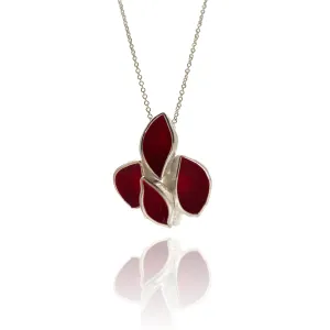 Red and Silver Leaf Necklace