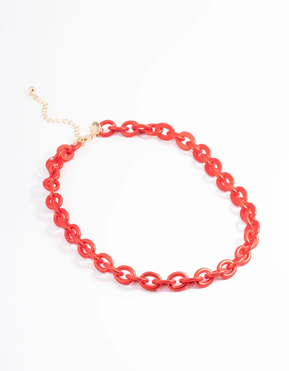 Red Metallic Coated Chain Necklace