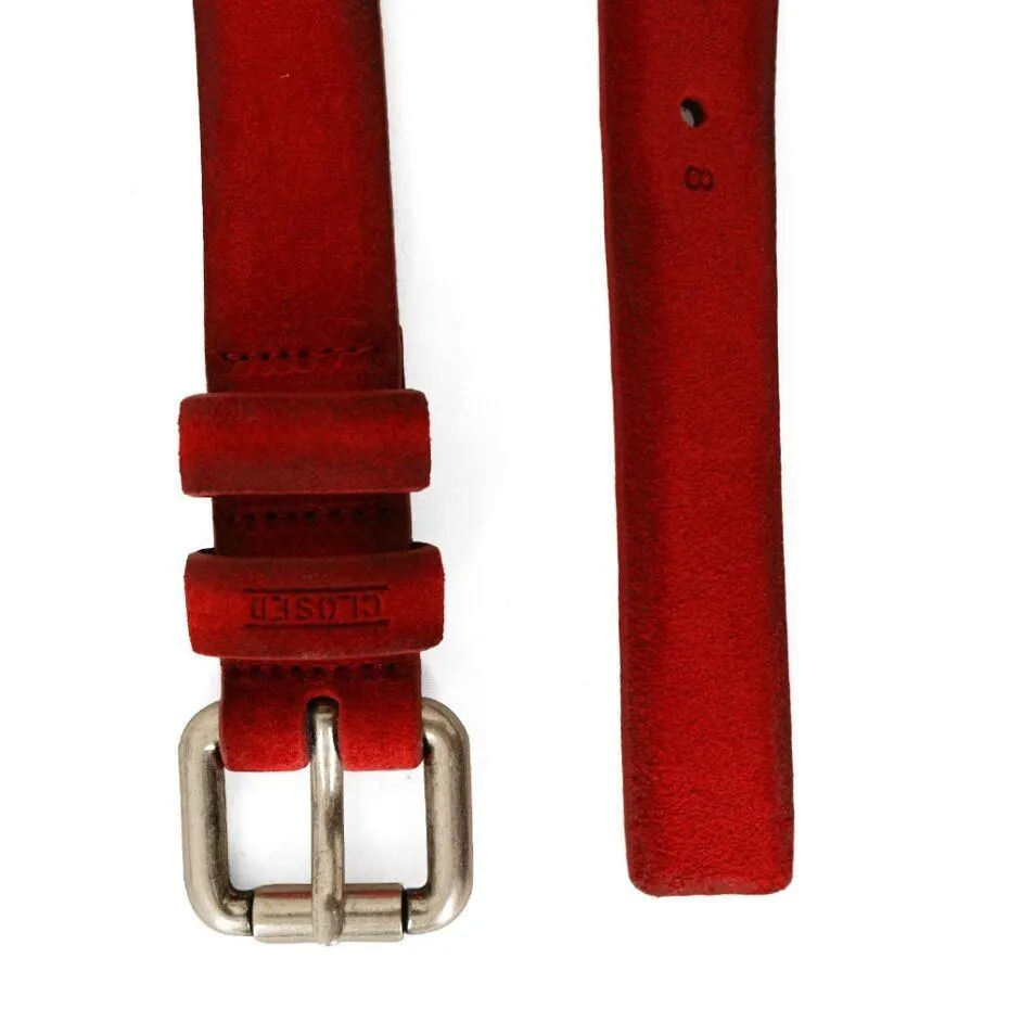 Red Suede Leather Thin Belt