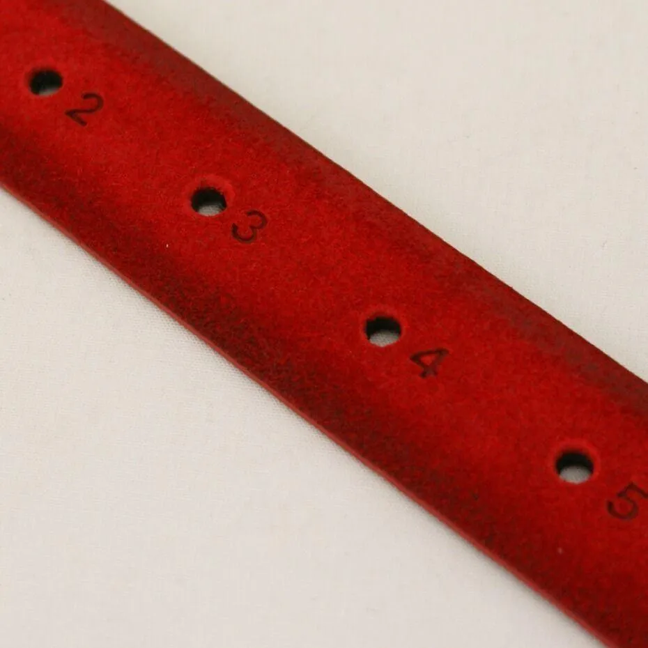 Red Suede Leather Thin Belt