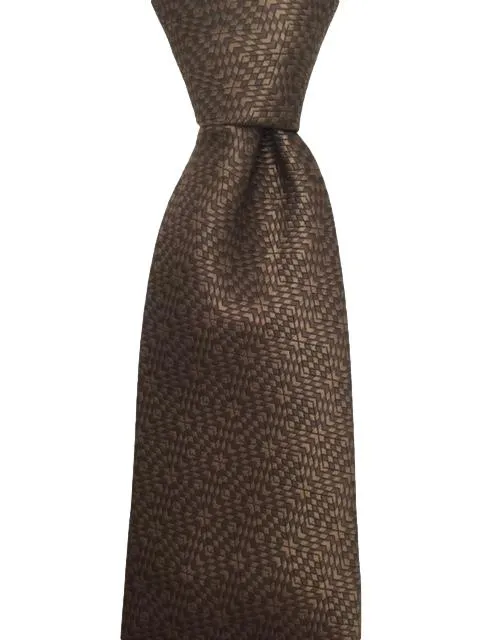 Rich Brown Extra Long Geometric Tie