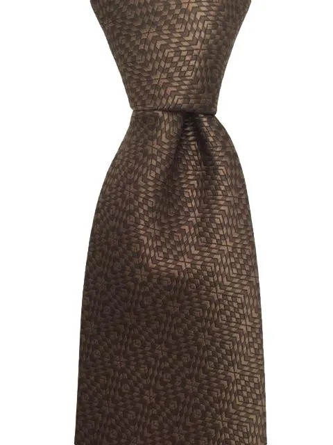 Rich Brown Extra Long Geometric Tie