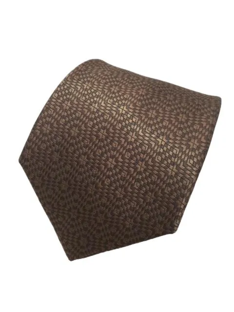 Rich Brown Extra Long Geometric Tie