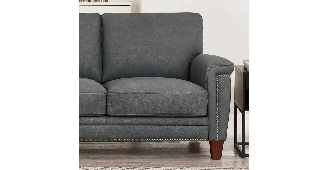 Sherwood Leather Sofa Collection, Charcoal Gray