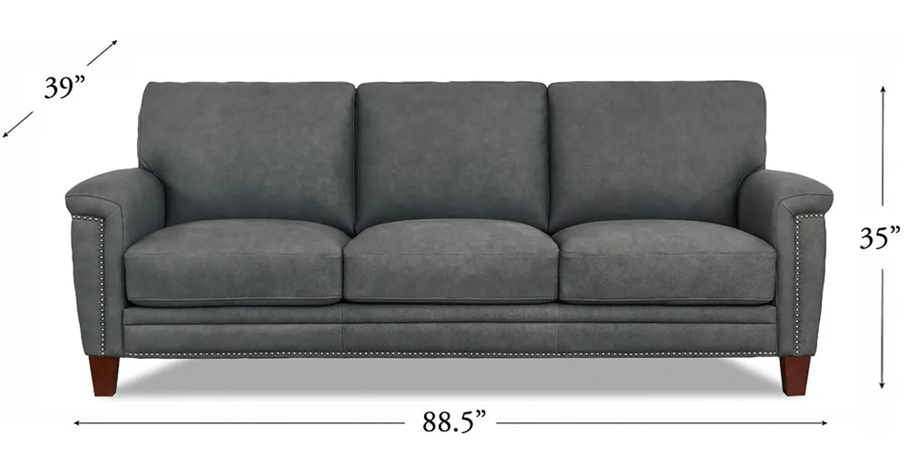 Sherwood Leather Sofa Collection, Charcoal Gray