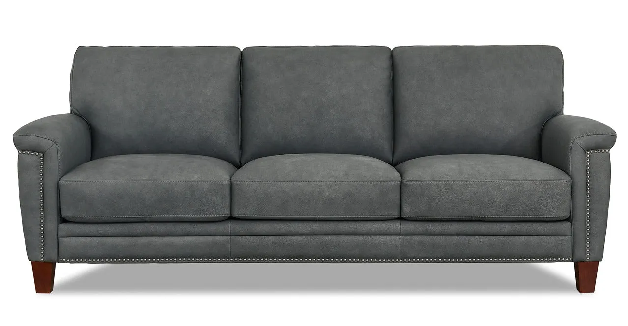 Sherwood Leather Sofa Collection, Charcoal Gray