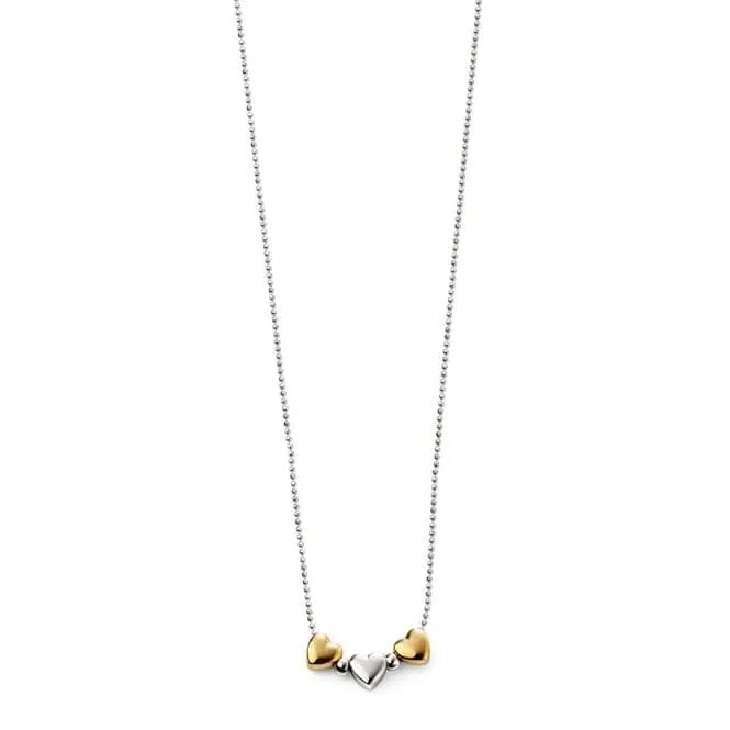 Silver and Gold Plated Detail Heart Necklace N4169