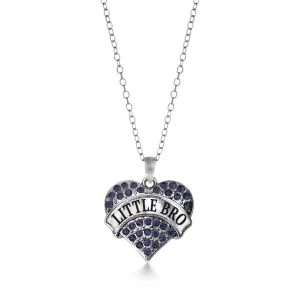 Silver Little Bro Navy Blue Blue Pave Heart Charm Classic Necklace