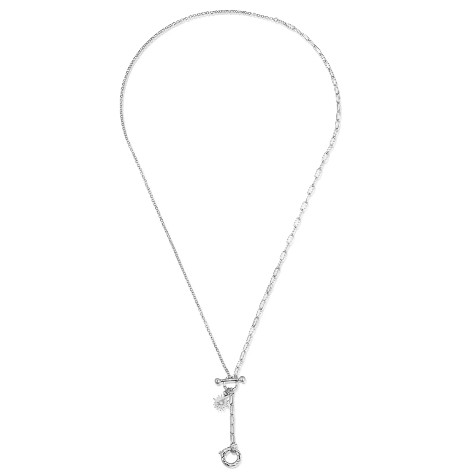 Silver Toggle Lariat 2-way Necklace