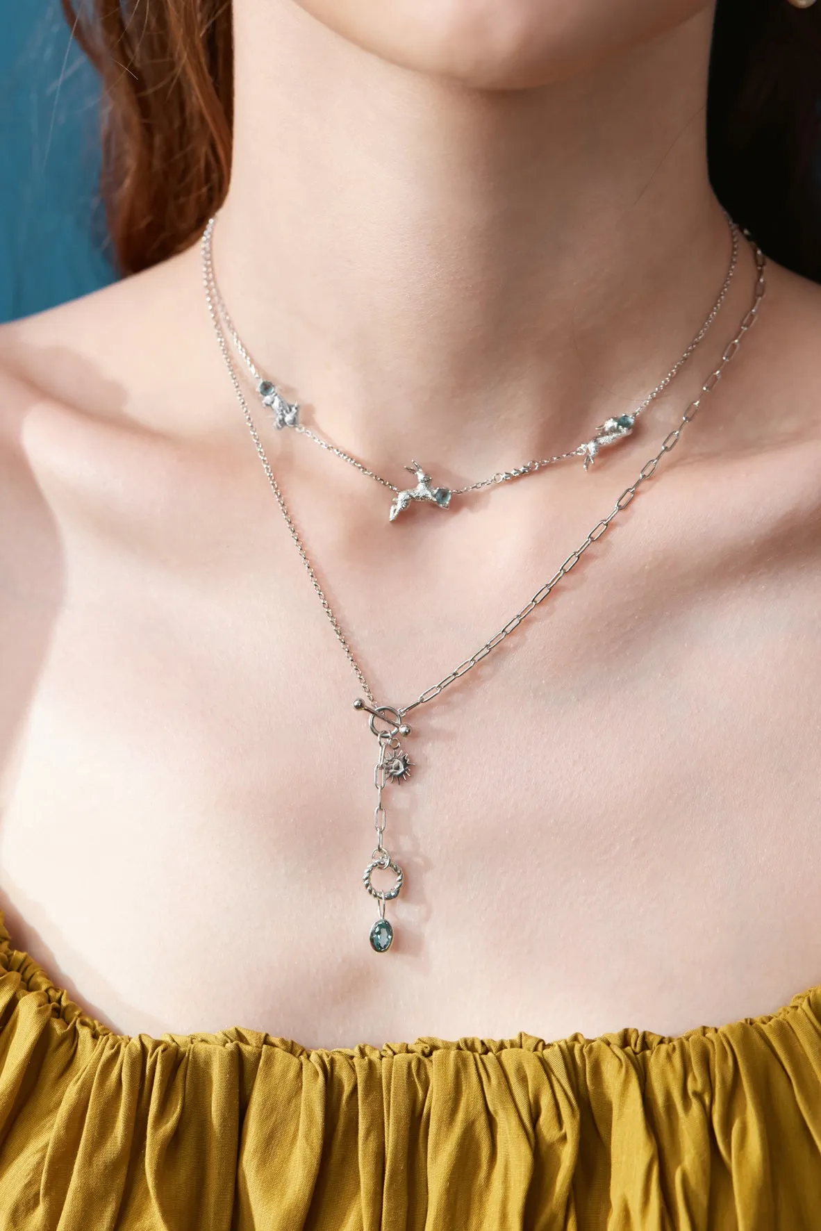 Silver Toggle Lariat 2-way Necklace