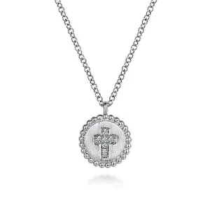 Sterling Silver Bujukan Diamond Cross Pendant Necklace