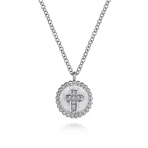 Sterling Silver Bujukan Diamond Cross Pendant Necklace