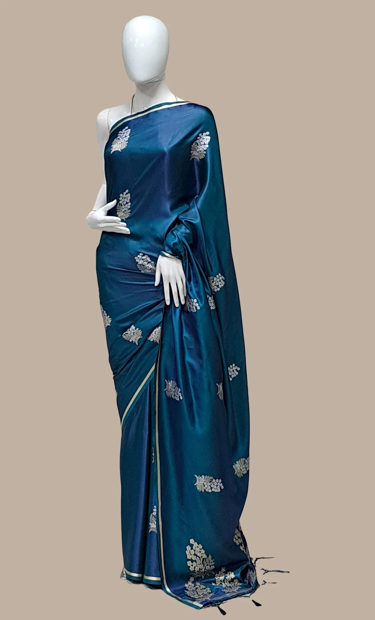 Teal Woven Art Silk Sari