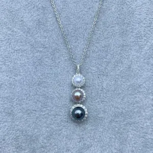 Three Pearls Radiant Trio Pearl Pendant Necklace