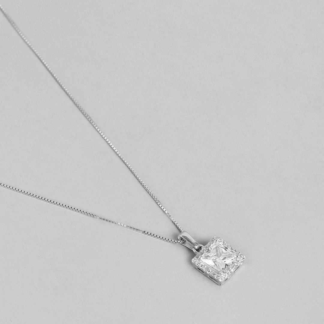 Timeless Shine Rhodium Plated 925 Sterling Silver Pendent with Chain