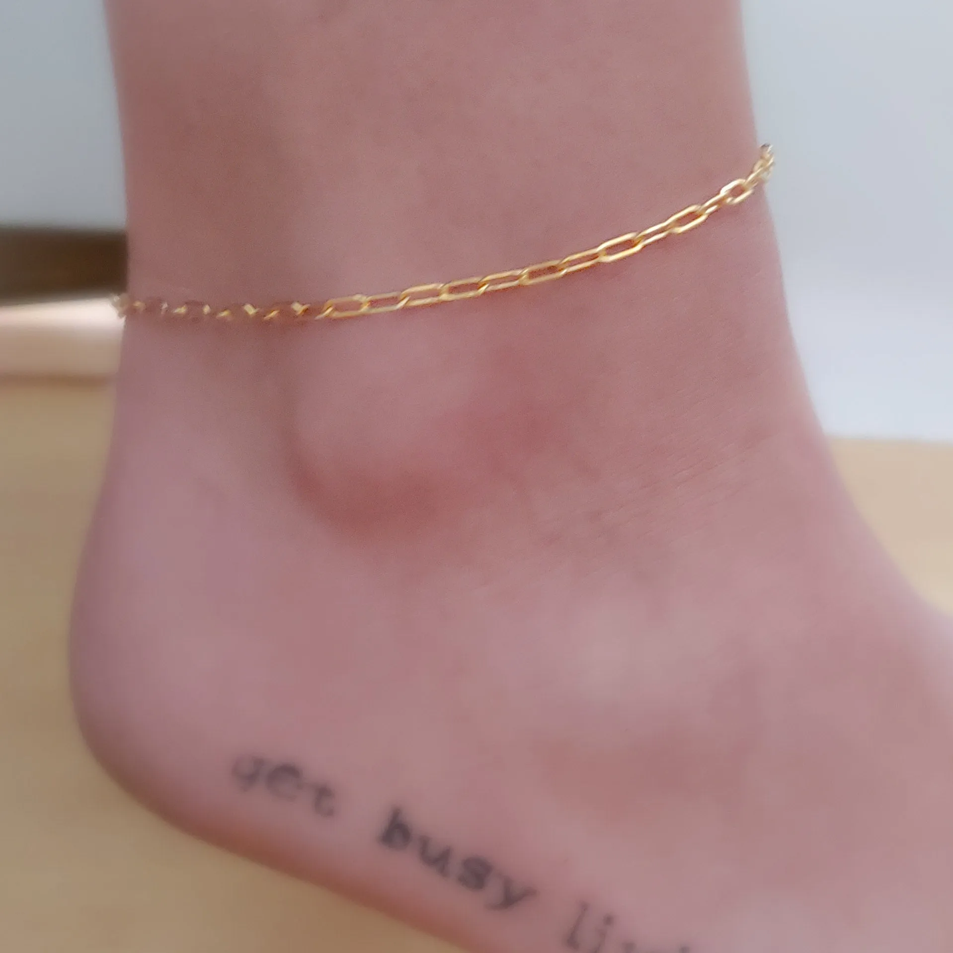 Tiny Paperclip Link Anklet