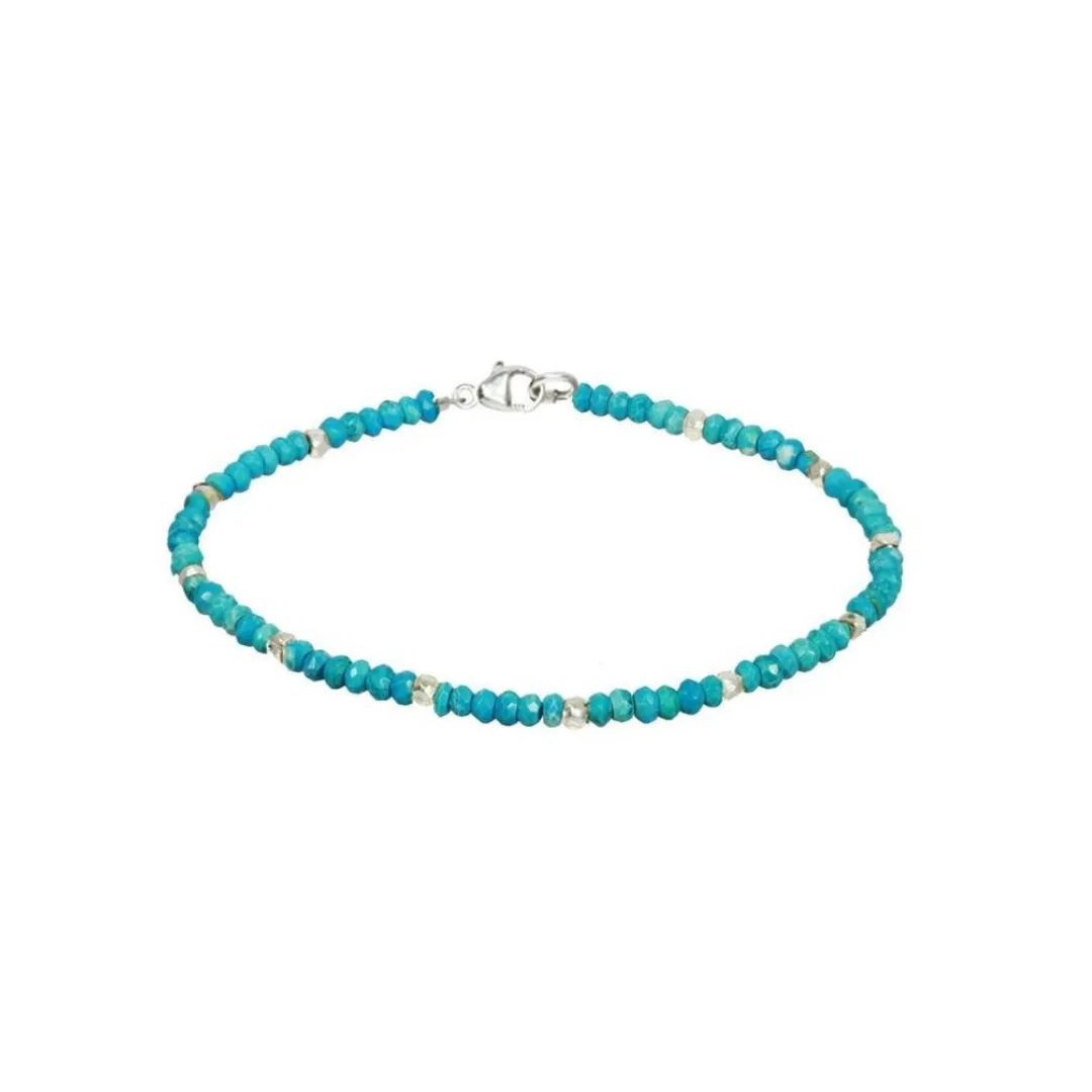 Turquoise   Silver Station Beaded Bracelet