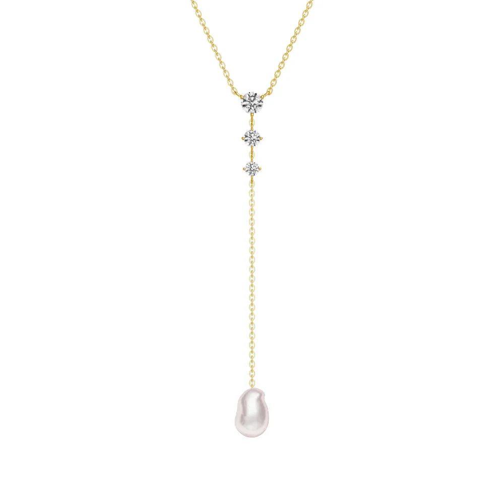 Unique Baroque Pearl Morden Y Lariat Necklace