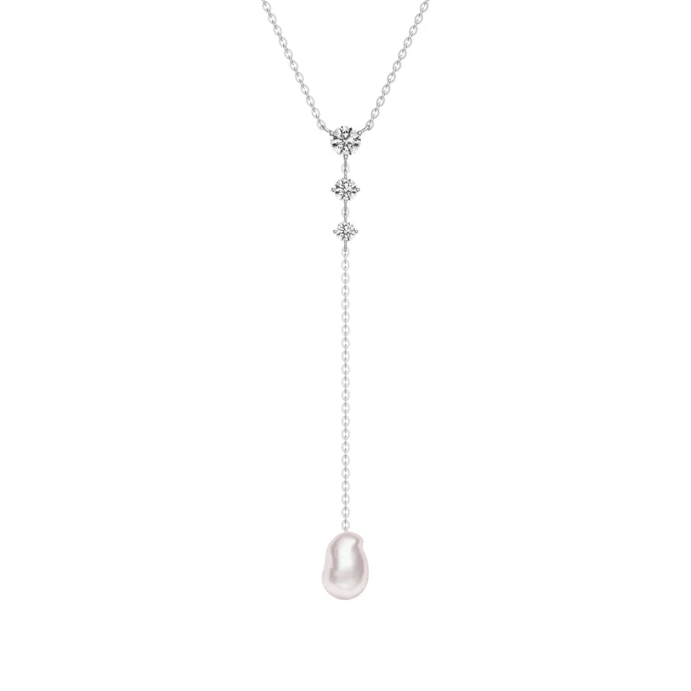 Unique Baroque Pearl Morden Y Lariat Necklace