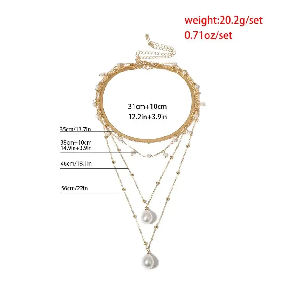 VAIGE Elegant Gold and White Pearl Tassel Lariat Necklace