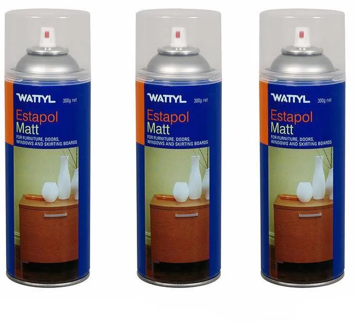 Wattyl Estapol Interior Polyurethane Aerosol 300g Matt x 3 Varnish Furniture