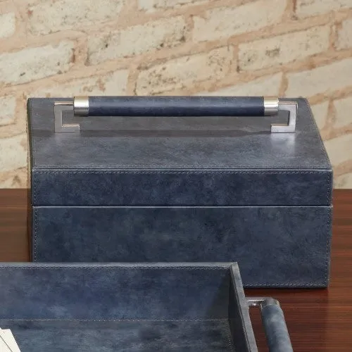 Wrapped Leather Handle Box - Blue Wash