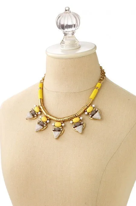 Yellow Cabochon Statement Necklace