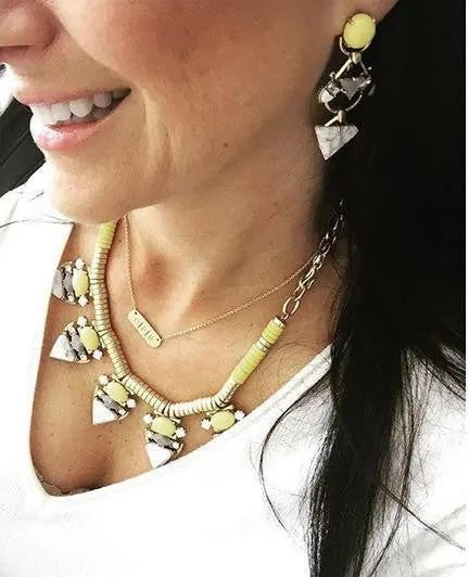 Yellow Cabochon Statement Necklace